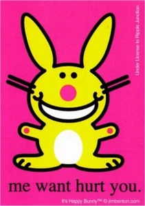 Happy Bunny Me Want Hurt You Sticker - Picture 1 of 5