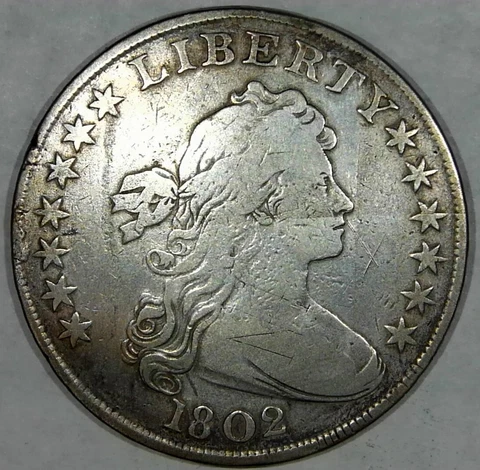 ***VINTAGE U.S. SILVER DOLLAR***1802 DRAPED BUST F/FINE DETAILS #B849 Cover