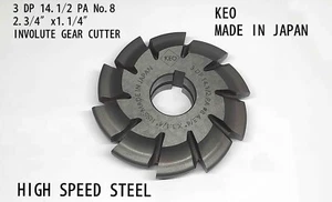 3DP JAPAN Evolventen Zahnradschneider 14,1/2 PA, #8 Fräser 1,1/4" Bohrung SCHNELLARBEITSSTAHL - Bild 1 von 3