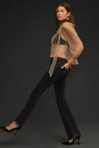 $148 Anthropologie The Icon Flare Corduroy Jeans 31p new nwt black color - Picture 1 of 8