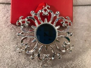 Lenox christmas ornament silverplate blue jewel in center snowflake CH5439 - Picture 1 of 5