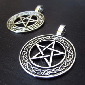 Celtic Pentagram Star 37mm Antiqued Silver Plated Pendants C5586 - 2, 5 Or 10PCs - Picture 1 of 3