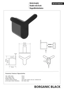 BORGANIC BLACK Doppelkleiderhaken Schwarz 39x68x58 mm Bad & Küche >> zum Bohren - Bild 1 von 3