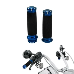 Empuñaduras de manillar de tapa azul de 1" aptas para Harley Touring Sportster Dyna Softail - Imagen 1 de 10