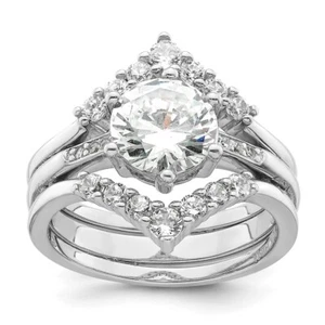 Sterling Silver Rhodium-plated Cubic Zirconia Three Ring Set Size 7 - Picture 1 of 4