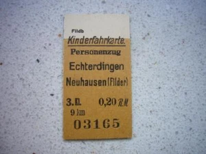 504) Alter Fahrschein VOR 1945, Kinderfahrkarte ECHTERDINGEN - NEUHAUSEN (Filder - Bild 1 von 2