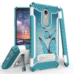 For LG Stylo 4, 4+ Q710 Tri Shield Hybrid Kickstand Case Blue Butterfly - Picture 1 of 1