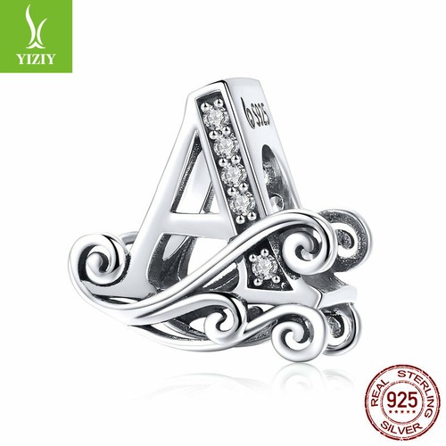 VALENTINO Ciondolo Moda Donna Placcato Argento 925 La lettera A Perline Adatta Braccialetti Accessori