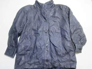 Pelle Womens Size M Basic Leather Jacket Navy Outerwear - Picture 1 of 6