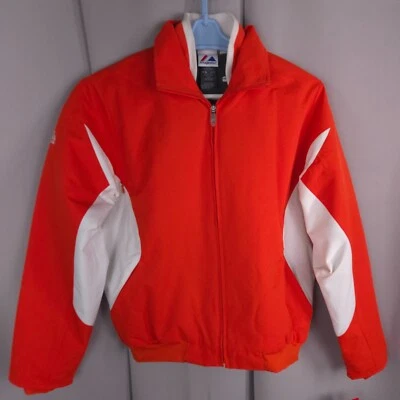 Majestic Therma Base Jacket Mens XS S Orange White Zip No Team Blank Coat - Image 1 of 4