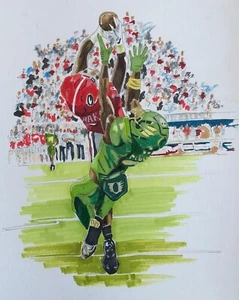 SEC SPORTS PLAYER PRINT of Georgia Bulldog Malaki Starks by Michael Brown - Picture 1 of 1