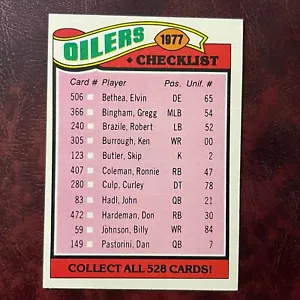 1977 Topps Set HOUSTON OILERS TEAM CHECKLIST CARD #211 - QUASI NUOVO/COME NUOVO+ *ALTA QUALITÀ* - Foto 1 di 2