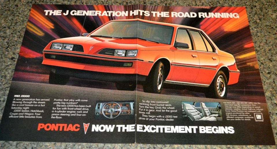 Pontiac J2000 1982 anuncio desplegable original 82 J 2000 Foto 1 de 1