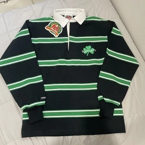 Barbarian Rugby Mens Ireland Striped Long Sleeve Polo Shirt Size Small BNWT - Picture 1 of 11