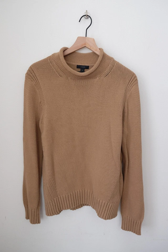 Womens J Crew Oarsman Fisherman Rollneck Sweater Medium Brown Cotton 90s Y2K - Image 1 of 3