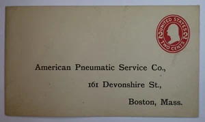 AMERICAN PNEUMATIC SERVICE COMPANY BOSTON 2 CENT WASHINGTON PREPAID POSTAL COVER - Picture 1 of 2