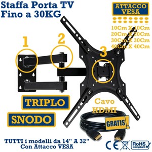 Supporto tv 32 samsung a staffe e supporti per tv e home audio | Acquisti  Online su eBay