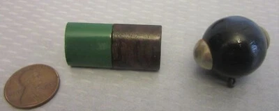 Art Deco Bakelite Buttons 2P Lot Layered Log Domed Mixed Wood Metal Vintage 30s - Image 1 of 4