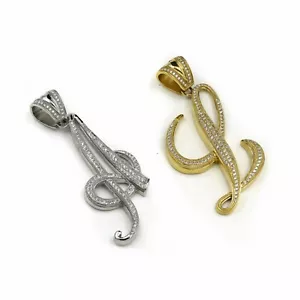 Stainless Steel 316 Pave Men's Initial Pendant - Picture 1 of 36