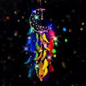 Dream Catcher Handmade LED Light Dream Catchers with Feathers Large Wall Hanging - Picture 1 of 16