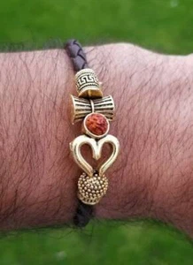 Om shiva bracelet kara hindu kada trishul trident rudraksha bead shiv bangle i7 - Picture 1 of 10