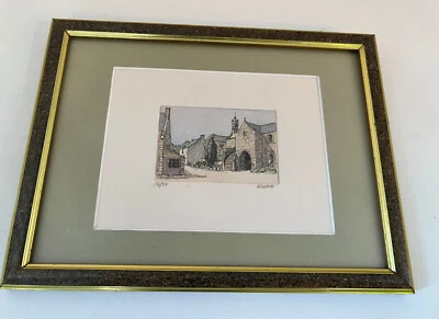 Gravure village breton signé Richard - Photo 1/3