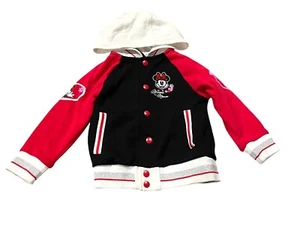 Disney  Minnie Mouse Varsity Jacket Size 4T Toddler Girls Black Red White - Picture 1 of 8