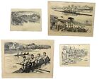 Set Of 4 1870 Rowing Regatta On The Schuylkill River Lithographs Framed Matted