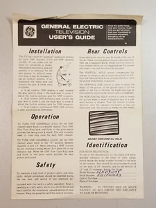 General Electric Vintage TV User Guide 1978 Serial # 12XB9104V ephemera - Picture 1 of 13
