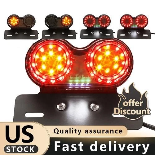 Motorcycle LED Tail Light Turn Signals Brake Blinker License Plate Dirt Bike ATV Foto 1 de 4