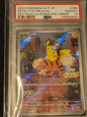 2023 POKEMON TRADITIONAL CHINESE SV-P PROMO #050 DETECTIVE PIKACHU PSA 10 - Image 1 of 4