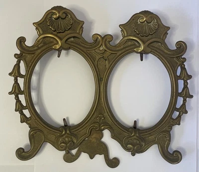 Moldura oval dupla antiga de bronze fundido vitoriana dos anos 1900 - Imagem 1 de 4