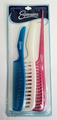 Juego de peine Expressions vintage peinado profesional rosa blanco azul 2004 utilería Foto 1 de 4