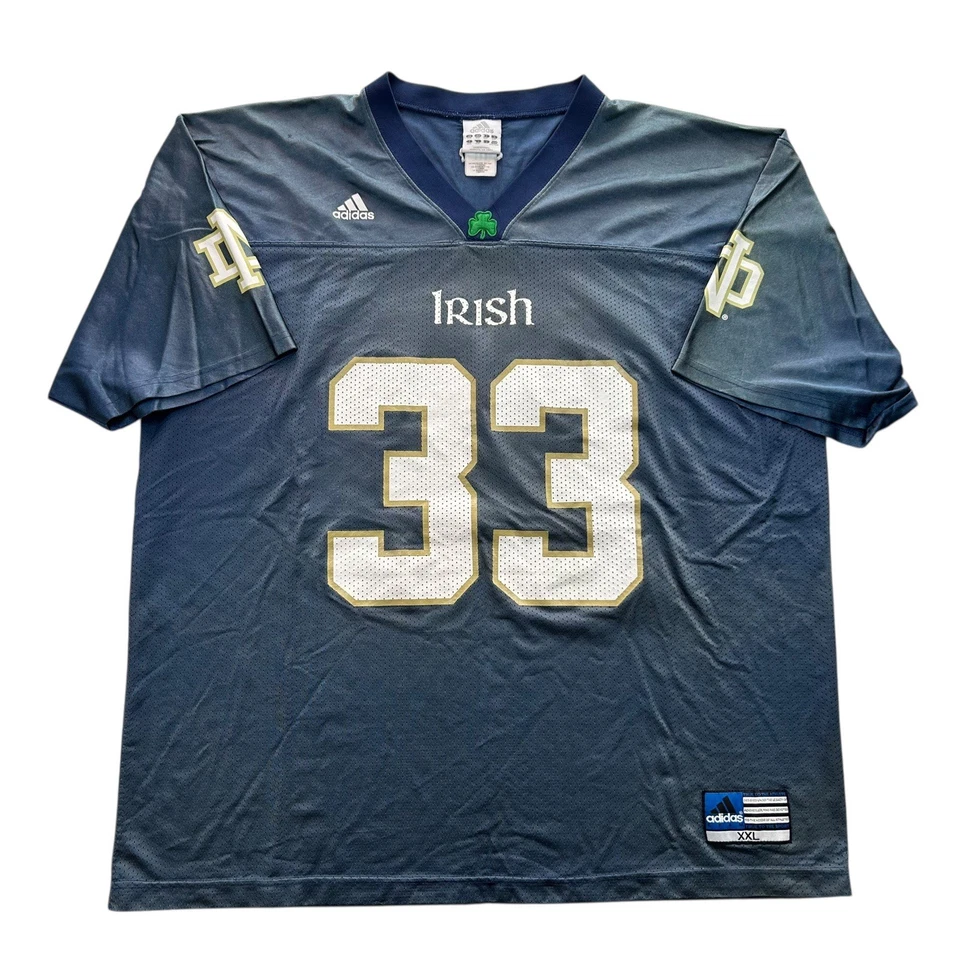 Vintage Adidas Notre Dame Fighting Irish #33 Jersey Mens Size 2XL Navy NCAA - Image 1 of 4