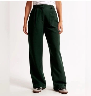 NWOT Abercrombie & Fitch Curve Love Sloane Tailored Pant in Dark Green - Image 1 of 4