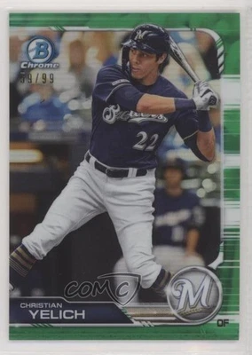 2019 Bowman Chrome Green Refractor /99 Christian Yelich #63 - Image 1 of 2