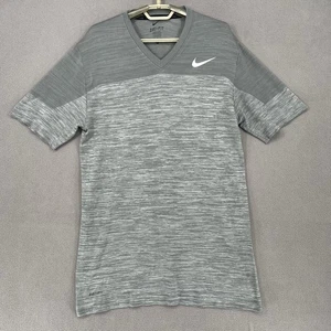 Nike Shirt Mens Large Grey Dri Fit Running Gym Short Sleeve V Neck - Foto 1 di 14