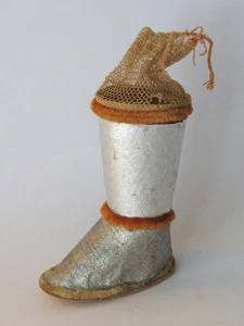 Antigua bota de Papá Noel de papel maché colgante contenedor de dulces de Navidad vacaciones - Imagen 1 de 6