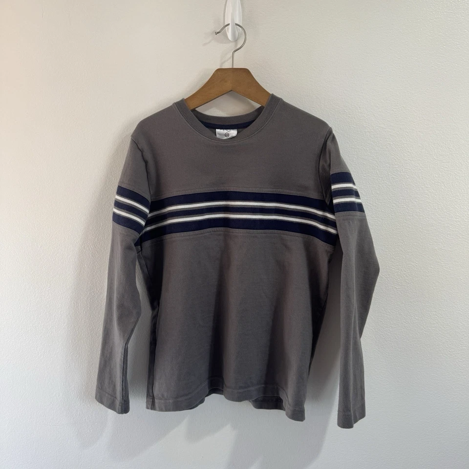 Camisa Hanna Andersson Niños 150 cm/EE. UU. 12 Rugby Rayas Gris Azul Blanco Algodón Foto 1 de 4