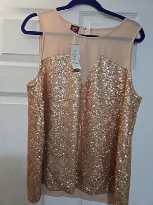 Новый с Ярлыками 2B от Bebe розовое золото блестки Топ - Изображение 1 из 4