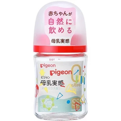 Biberón de vidrio Pigeon 160 ml música SS agujero redondo pezón 0 m+ de Japón Foto 1 de 4