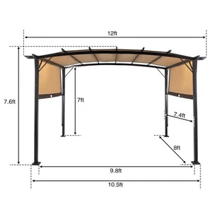 12' x 9' Canopy Pergola Gazebo Retractable Outdoor Patio Frame Canopy Shade - Picture 1 of 7