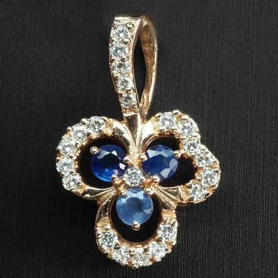 Colgantes de trébol - Zafiro azul plata de ley 925 oro rosa colgantes hechos a mano Foto 1 de 4