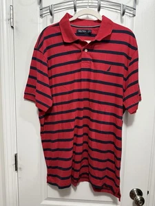 Polo Nautica uomo XL rossa blu a righe classica nautica costiera preppy nuova con etichetta - Foto 1 di 16