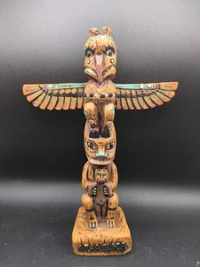 Vintage ALASKA Totem Pole Resin HAND PAINTED Alaskan 7” Collectible Figurine - Picture 1 of 11