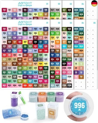 ARTDOT 2 Set Farben Zahlen Aufkleber als Diamond Painting Zubehör, 489 Farben