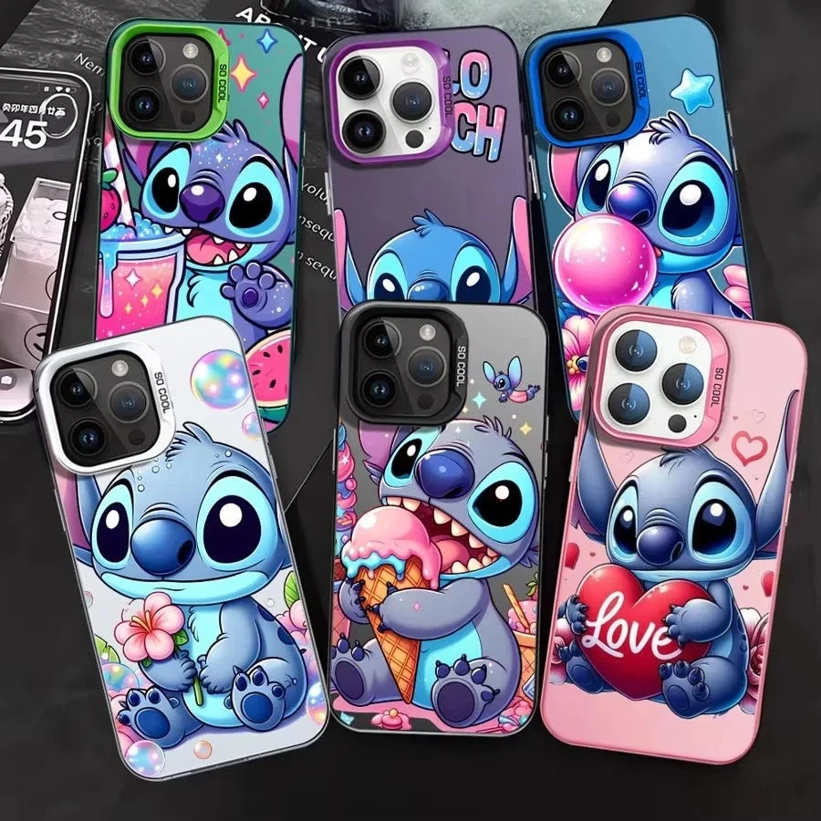 For iPhone 11 12 13 14 15 16 Pro Max Plus Disney Stitch Angel Matte Case Cover Foto 1 de 4