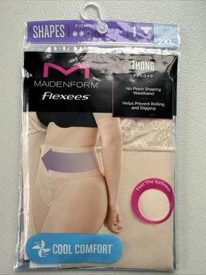 Tanga de encaje Maidenform suavizante de abdomen suave beige 2XL Foto 1 de 2
