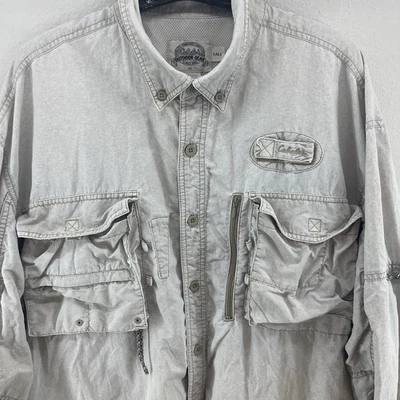 VTG Cabelas Guide Wear Mens TALL XL Shirt Fishing Gorpcore Vented Utility Greige - Image 1 of 4