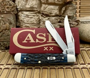 Case XX USA Pocket Worn Mediterranean Blue Bone 51852 Mini Trapper Pocket Knife - Picture 1 of 4